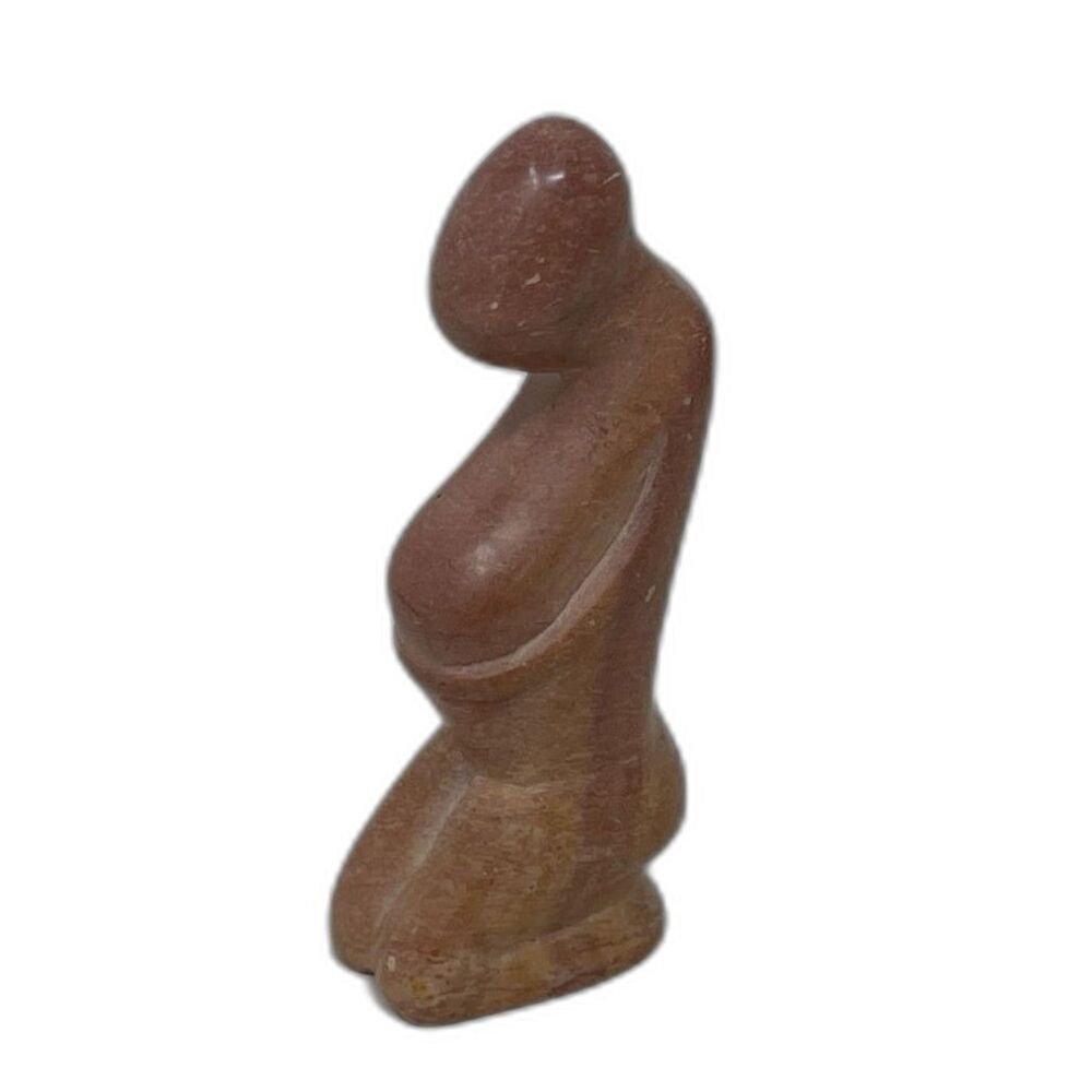 Vtg Carved Stone Woman Sculptural Figure 3” Motherhood Pregnant Miniature Statue